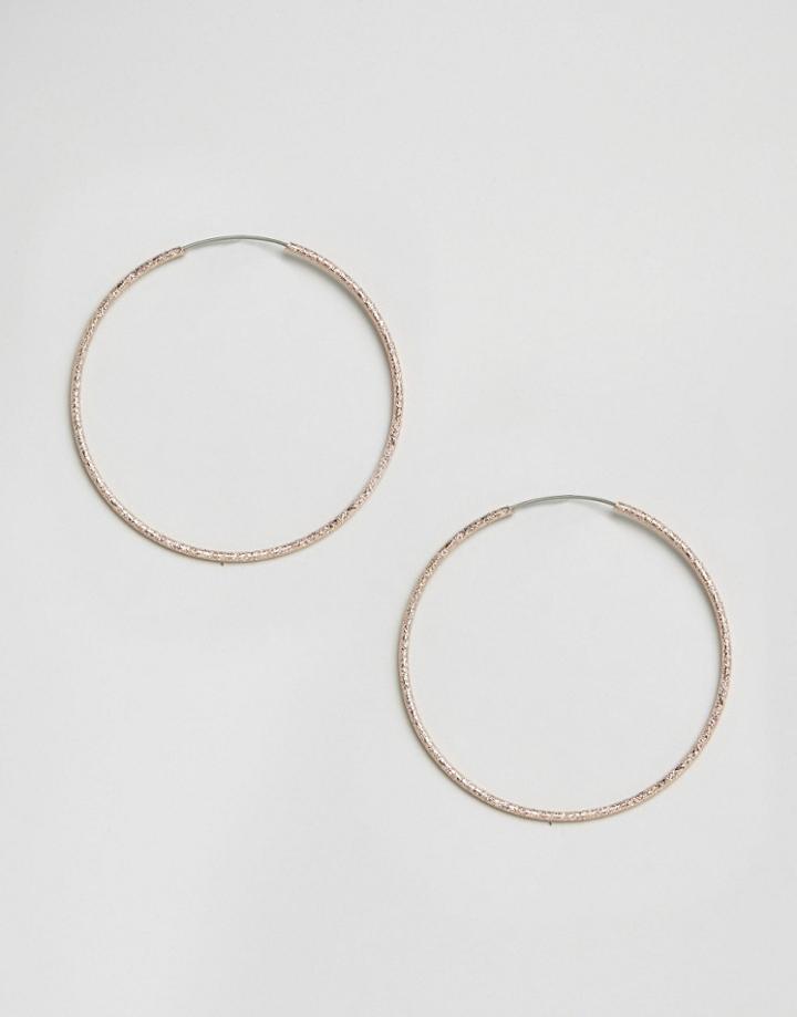 Oasis Sandblast Hoop Earrings - Rose Gold