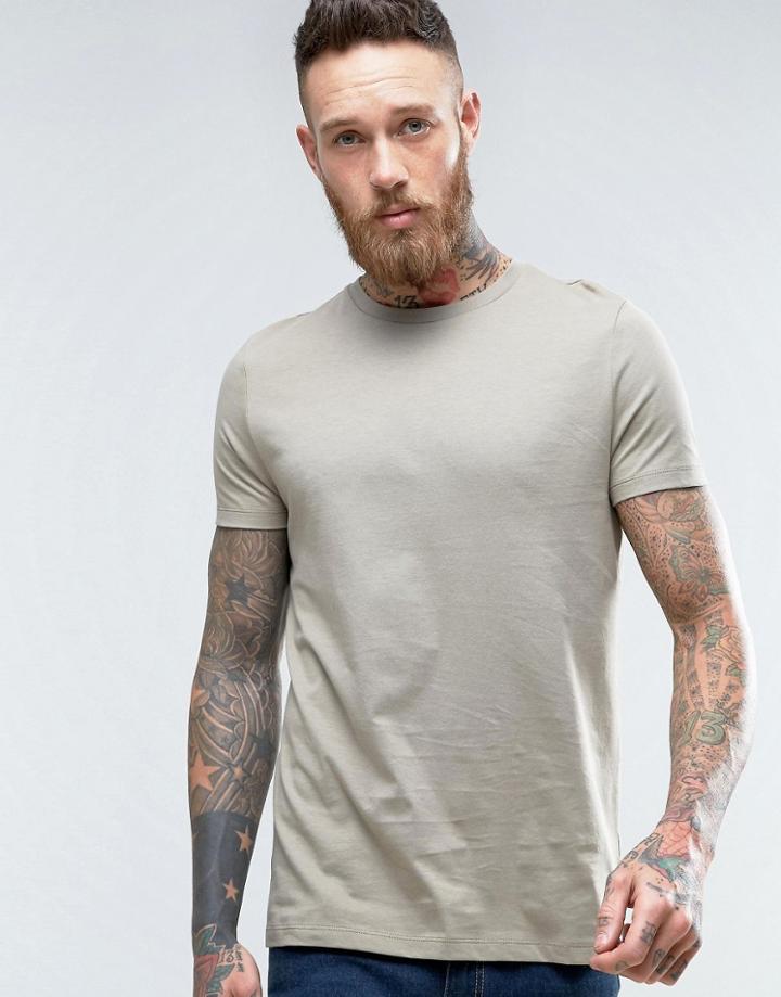 Asos T-shirt In Beige With Crew Neck - Beige
