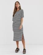 Noisy May Oversized Stripe T-shirt Dress - Black