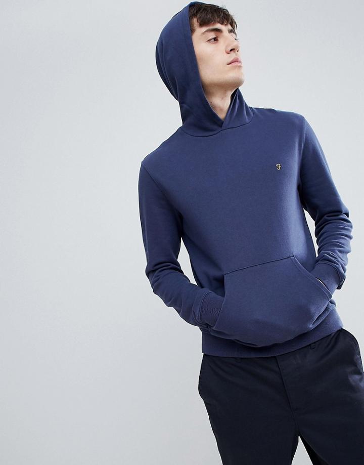 Farah Clerkenwell Slim Fit Hooded Sweat In Navy - Navy
