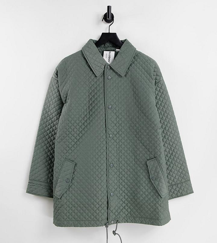 Collusion Unisex Quilted Oversized Jacket In Gray-red