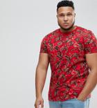 Asos Plus T-shirt With Paisley Print - Red