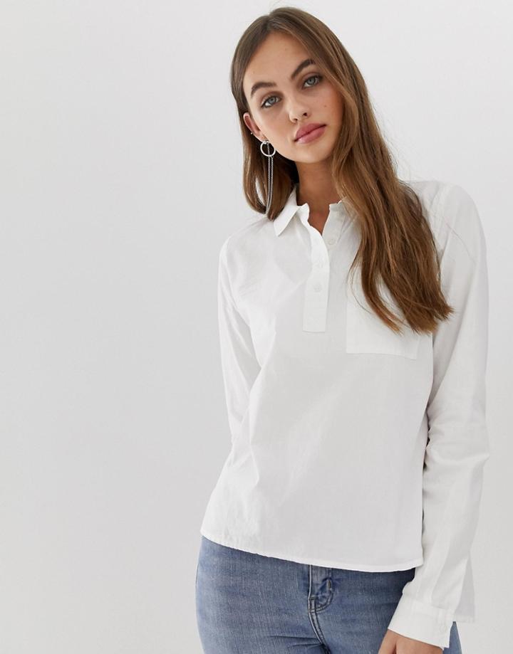 Noisy May Polo Shirt With Rib Collar - Blue