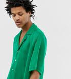 Reclaimed Vintage Inspired Sheer Revere Shirt In Green