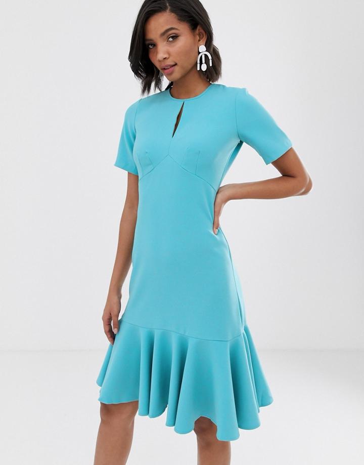 Closet Frill Hem Midi Dress-blue