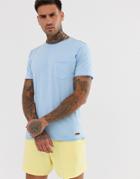 Brave Soul Raw Edge Basic T-shirt - Blue
