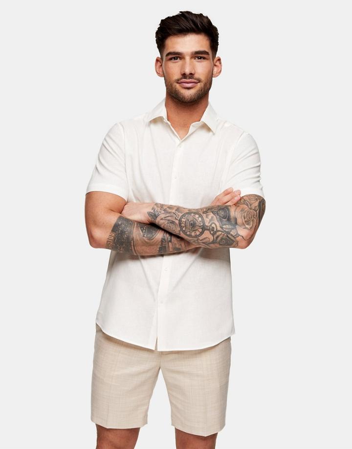 Topman Slim Fit Smart Shorts In Stone-neutral