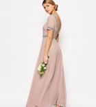 Maya Deep Back Maxi Dress With Full Skirt And Embellishment - Pink