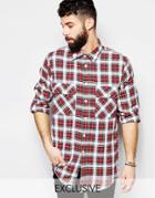 Reclaimed Vintage Checked Over Shirt - White Red
