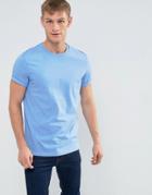 Asos Crew Neck T-shirt With Roll Sleeve In Blue - Blue