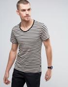 Casual Friday T-shirt In Stripe - Beige