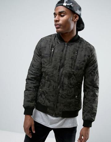 Black Seven Rattle Camo Bomber Jacket - Gray
