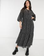 Vero Moda Tiered Maxi Dress In Black Floral-multi