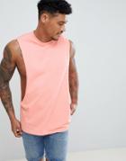 Asos Design Tank With Extreme Dropped Armhole In Pink - Pink