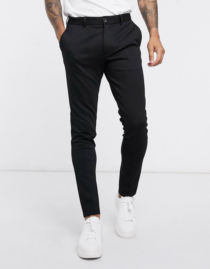 Jack & Jones Intelligence Slim Fit Jersey Pants In Black