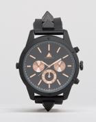 Asos Watch With Studded Strap In Black - Black