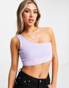 Rebellious Fashion One Shouldered Crop Top In Lilac-purple