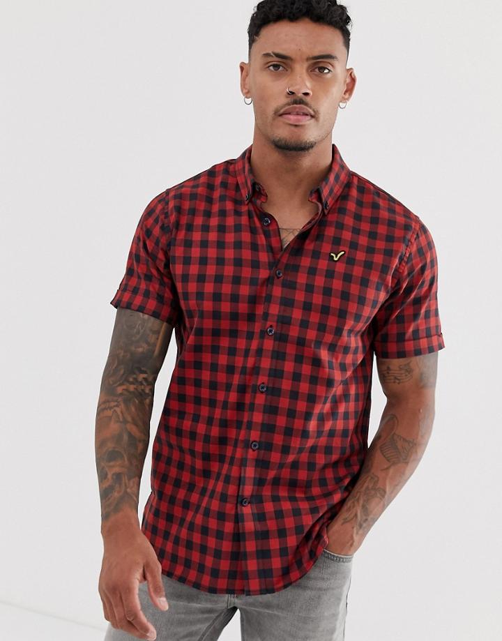 Voi Jeans Short Sleeved Checked Shirt - Red