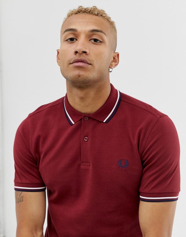 Fred Perry Twin Tipped Polo Shirt In Burgundy