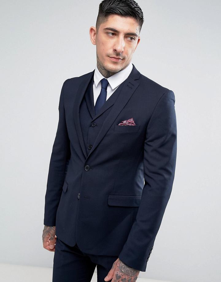 Rudie Plain Super Skinny Suit Jacket - Navy