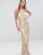 Tfnc Bandeau Maxi Dress In Wave Sequin - Gold