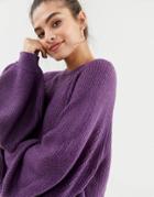 Brave Soul Harris Sweater With Balloon Sleeves - Purple