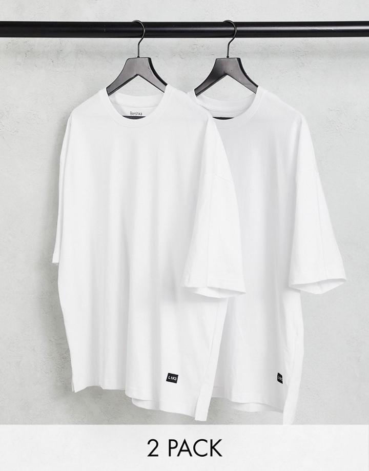 Bershka 2 Pack Oversize T-shirts In White