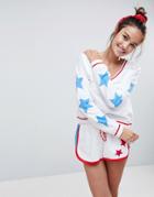 Asos Lounge Star Loop Back Dorm Sweat - White