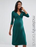 Isabella Oliver Wrap Front Midi Dress - Green