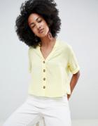 New Look Button Through Boxy Shirt - Yellow