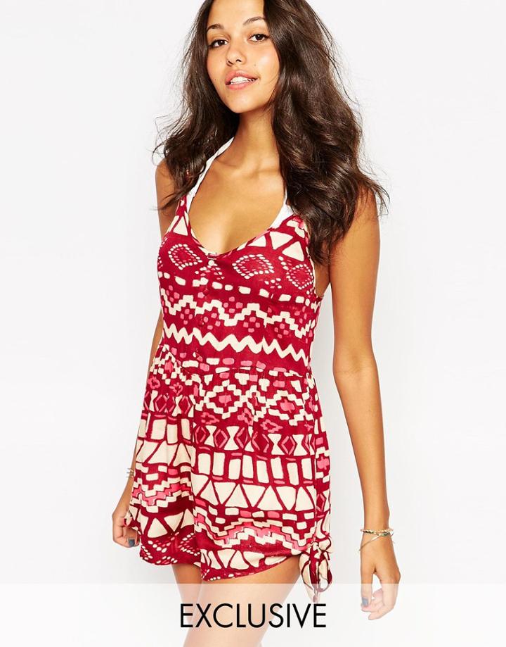 Somedays Lovin Marsala Geo-tribal Maxi Beach Romper - Multi