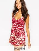 Somedays Lovin Marsala Geo-tribal Maxi Beach Romper - Multi