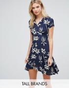 Vero Moda Tall Floral Print Tea Dress - Blue