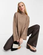 Vero Moda High Neck Oversized Sweater In Fossil Gray-green