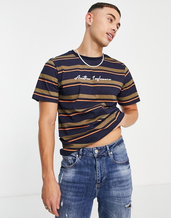 Another Influence Siganture Stripe T-shirt-navy