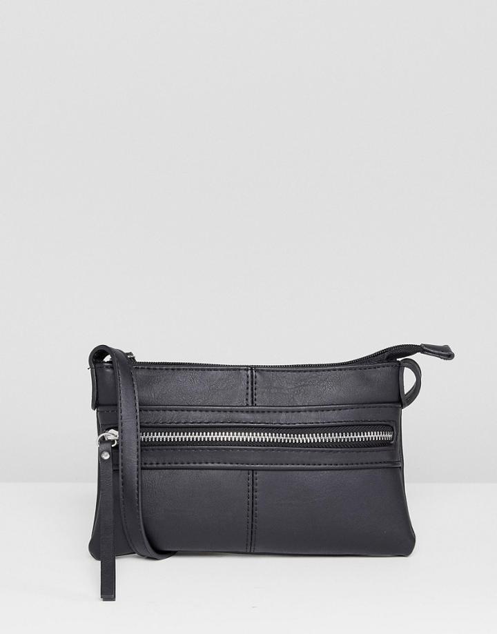 Pieces Leather Look Mini Cross Body Bag - Black