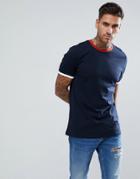 Asos T-shirt With Contrast Ringer And Cuff In Navy - Multi