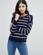 Brave Soul Nautical Stripe Sweater - Navy