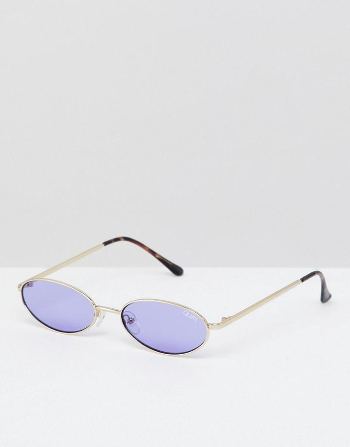 Quay Australia Clout Small Oval Sunglasses In Purple - Pink