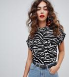 New Look Zebra Print Utility Shirt-white