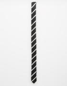 Asos Skinny Stripe Tie In Monochrome Print - Black