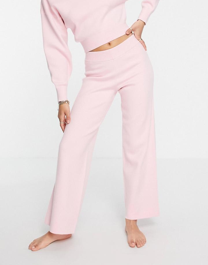 Asos Design Mix & Match Lounge Premium Knit Straight Leg Pants In Pink
