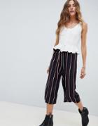 Love & Other Things Striped Culottes - Black
