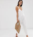 Asos Design Tall Lounge Soft Linen Look Jumpsuit - White