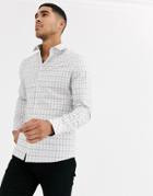 Asos Design Stretch Slim Smart Check Shirt In Ecru-cream