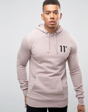 11 Degrees Hoodie With Logo - Pink