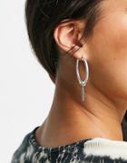 Allsaints Multi Charm Hoop Earrings In Silver
