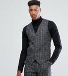 Gianni Feraud Tall Skinny Fit Blue Checked Vest - Blue