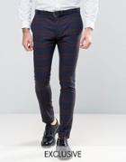 Heart & Dagger Super Skinny Suit Pants In Plaid - Navy