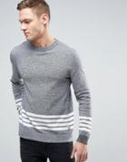 Jack & Jones Originals 100% Cotton Sweater With Stripe - Gray